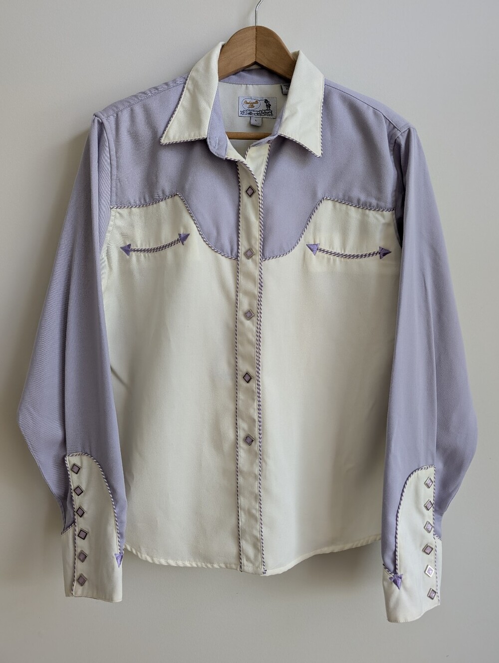 NWT Panhandle Slim Women's Large Retro Western Wear Lilac Button Down Shirt